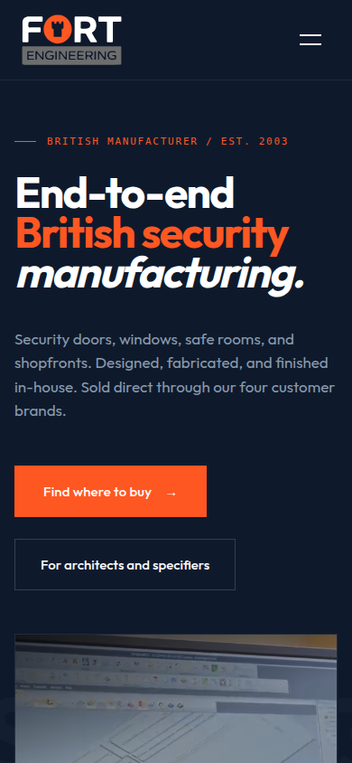 Fort Engineering website on a phone