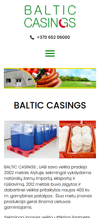 Svetainė „Baltic Casings“ telefone