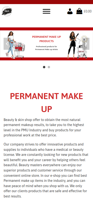 Beauty & Skin Shop website on a phone