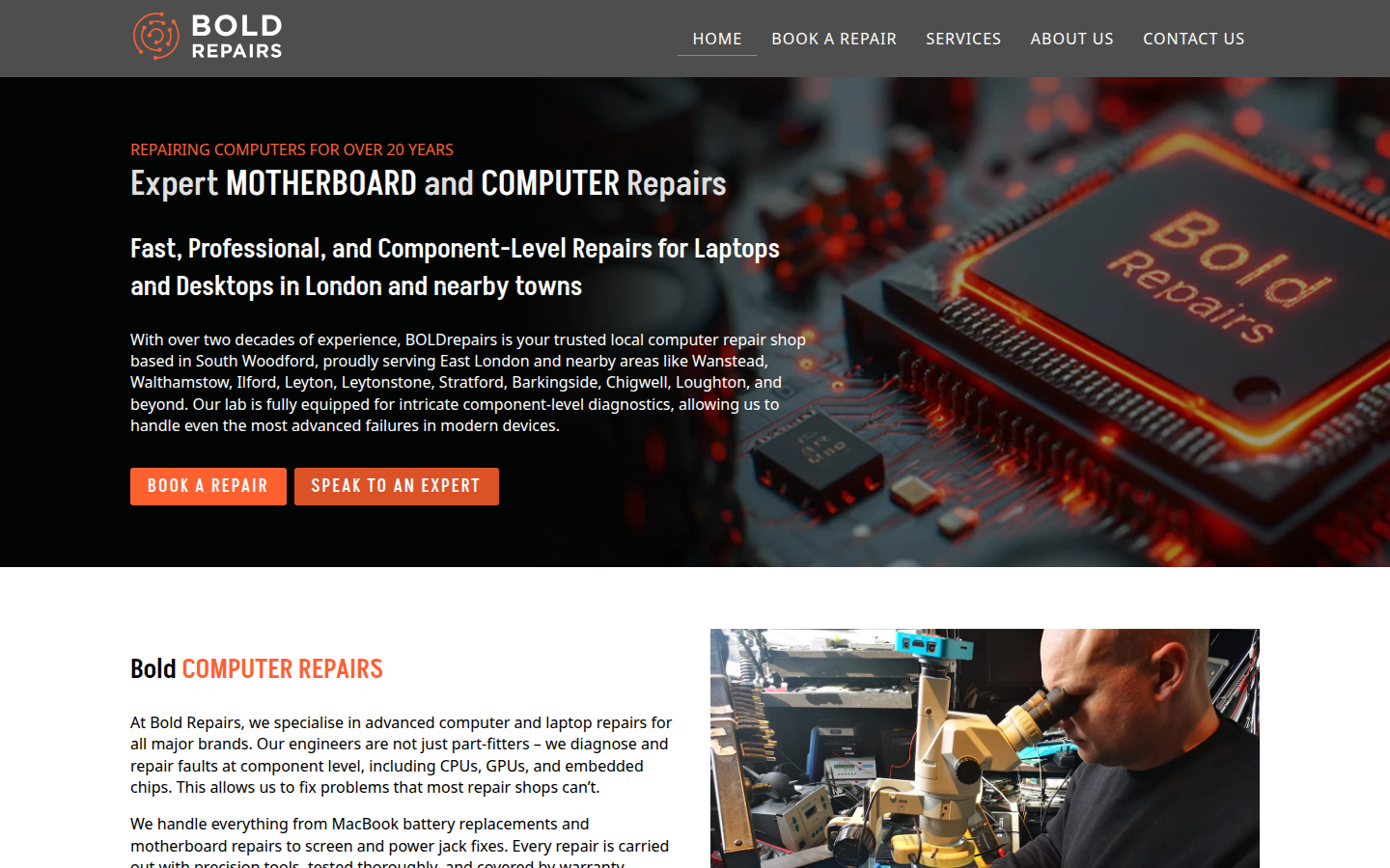 Bold Repairs website