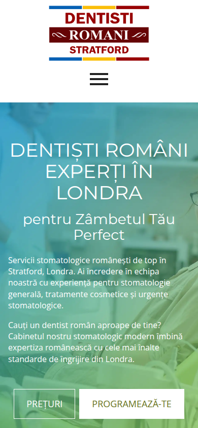 Dentiști Români website on a phone