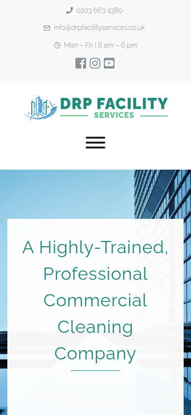 DRP Facility Services website on a phone