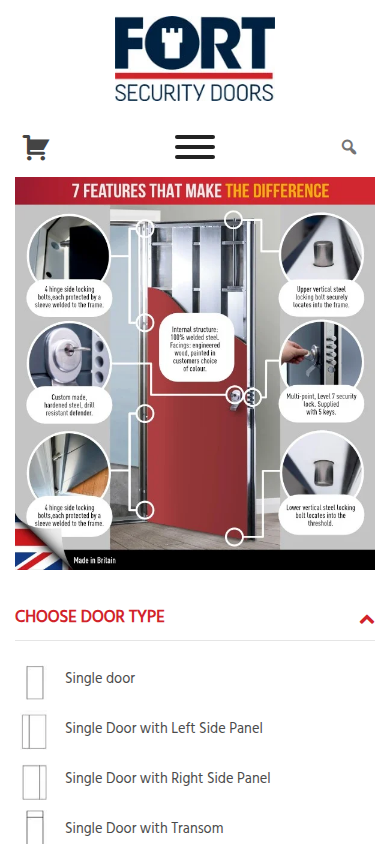FS Doors website on a phone
