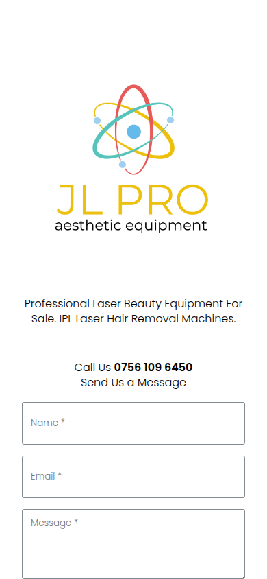 JL Pro Equipment website on a phone