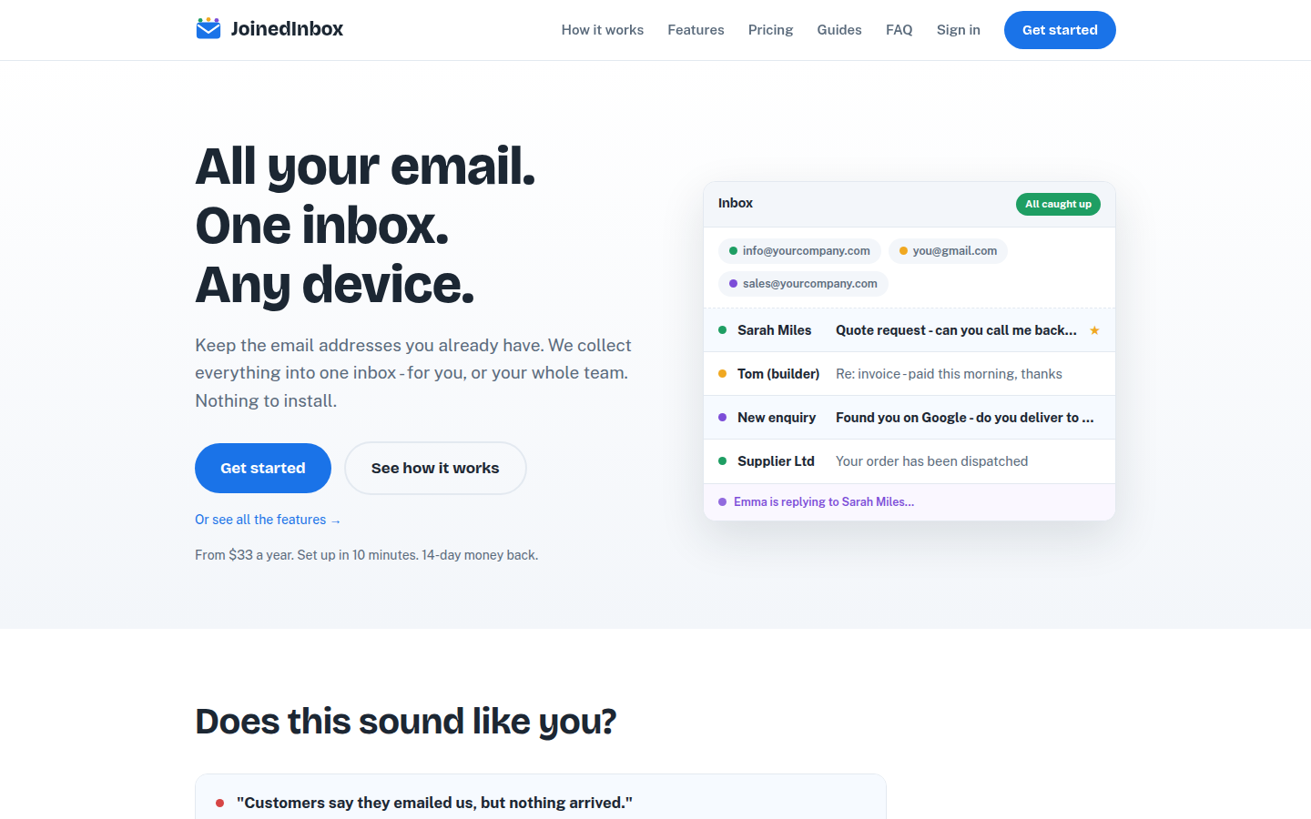 JoinedInbox website on desktop