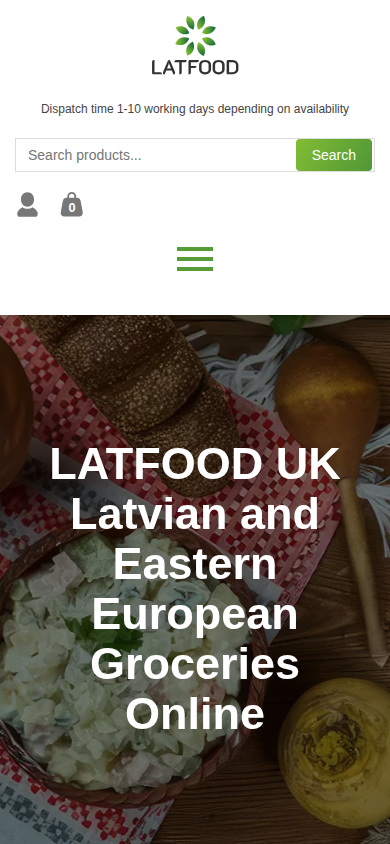 Svetainė „Latfood“ telefone