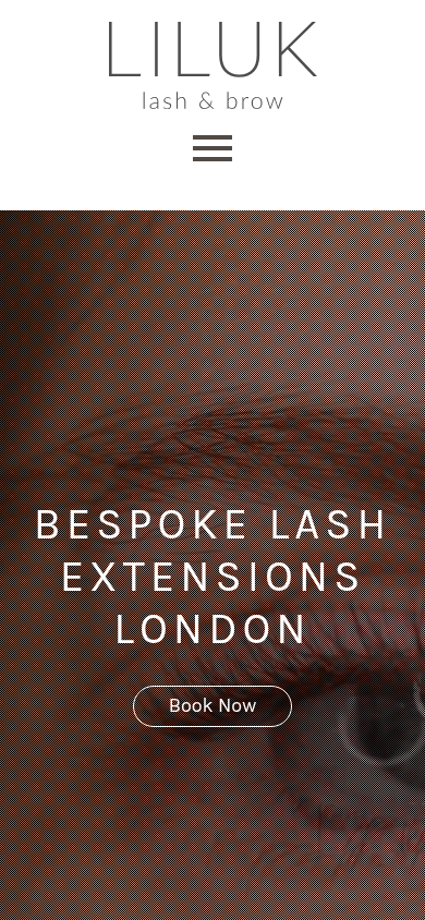 LILUK Lash & Brow website on a phone