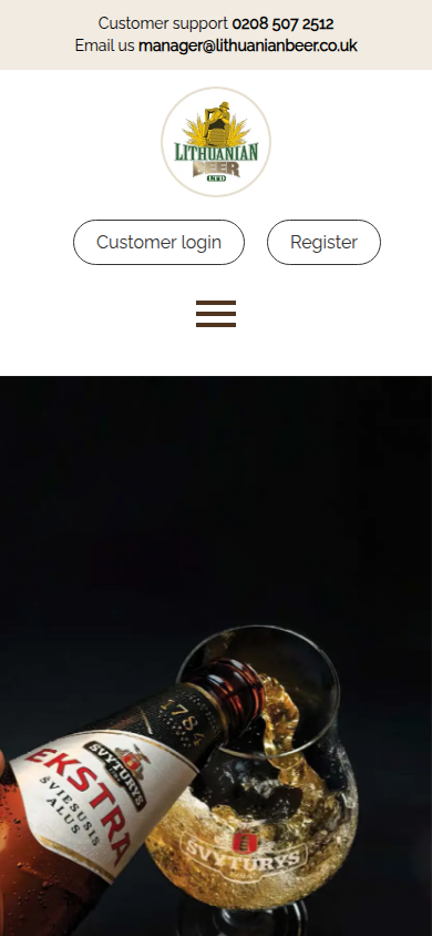 Lithuanian Beer website on a phone