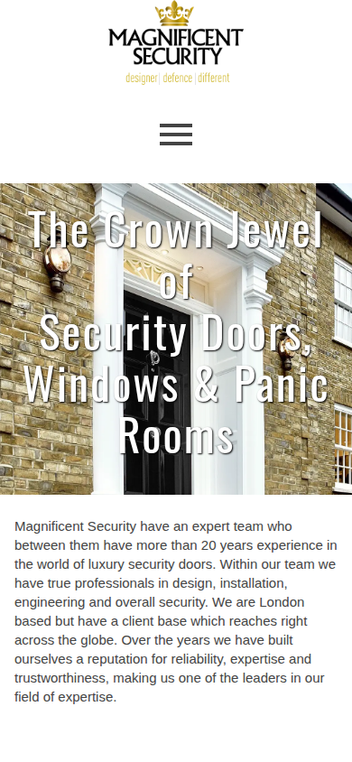 Magnificent Security website on a phone