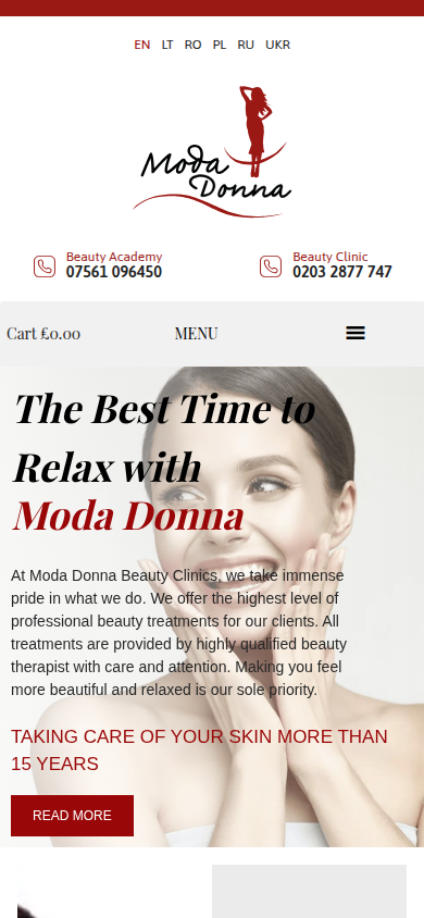 Moda Donna website on a phone