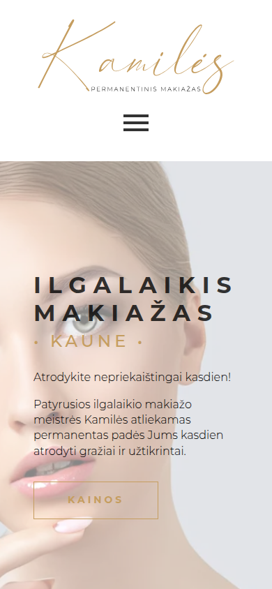 Svetainė „Kamilės permanentinis makiažas“ telefone