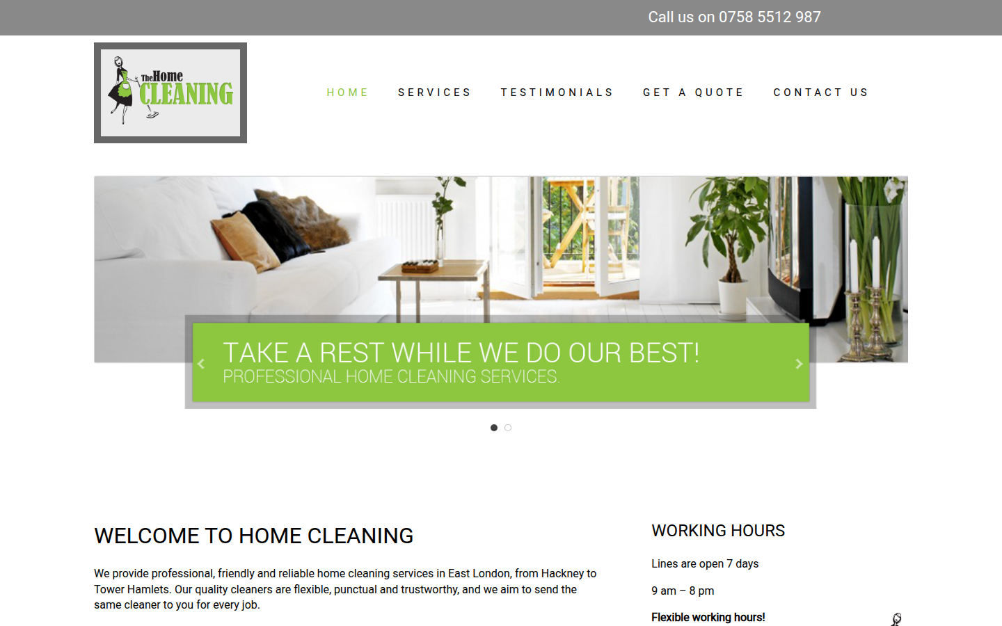 The Home Cleaning website