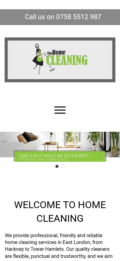 The Home Cleaning website on a phone