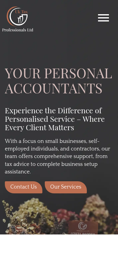 UK Tax Pro website on a phone