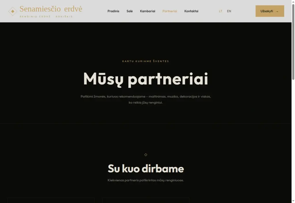 Partnerių sistema: savininkas gali pats pridėti paslaugų teikėjus ir atnaujinti jų informaciją.